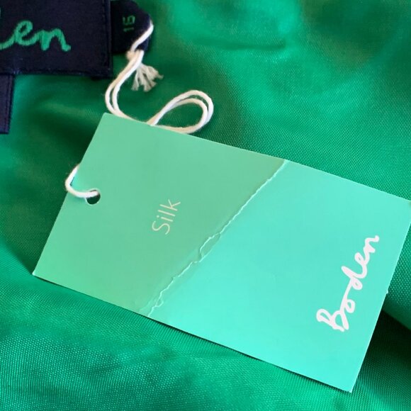 Boden Green and Blue Strap Silk Top with Rosettes Size 16 NWT - Picture 6 of 9